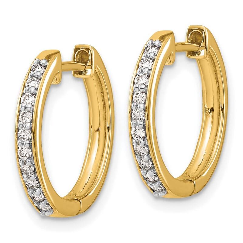 Curata 14k Yellow Gold Diamond Hoop Earrings - 16x17mm Wide 2mm Thick