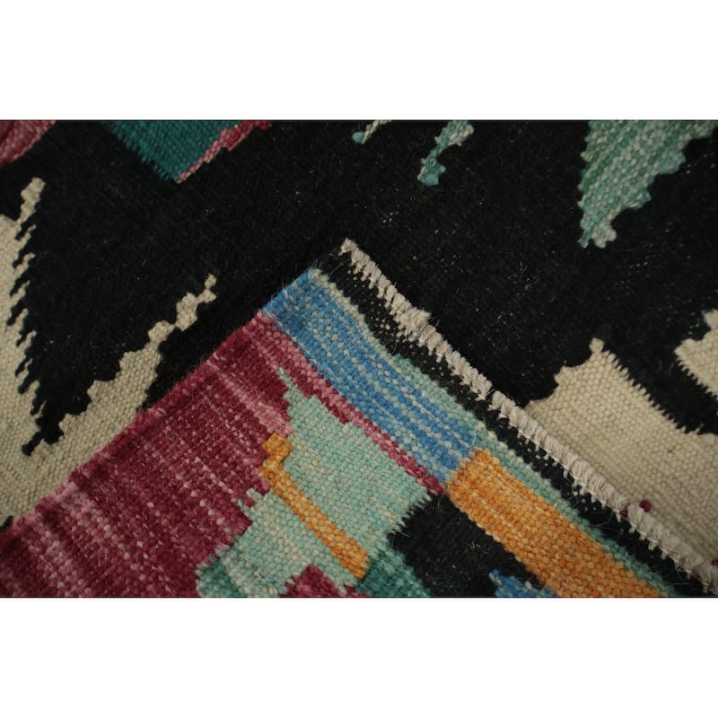 Hand Woven Oriental 100% Wool Carpet Southwestern Tribal Multi-Colored Kilim Area Rug - 8' 6'' X 5' 8''