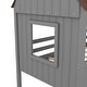 preview thumbnail 14 of 13, Elegant Twin Size Low Loft Wood House Bed with Two Side Windows, Superior Quality & Better Sleeping Environment, Grey+Brown