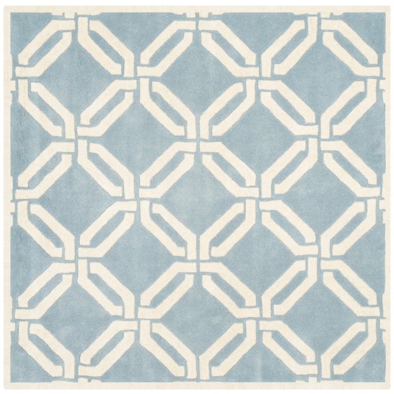 SAFAVIEH Handmade Chatham Jablenka Modern Wool Rug - 5' Square - Blue/Ivory