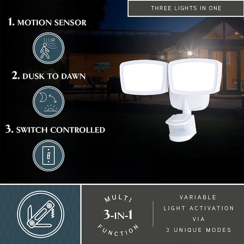 Integrated LED Motion Sensor Dusk to Dawn Outdoor Security Flood Light - 180 Range - 70 Ft