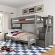 preview thumbnail 11 of 26, Max and Lily Modern Farmhouse Twin XL Over Queen Bunk Bed With Staircase Driftwood