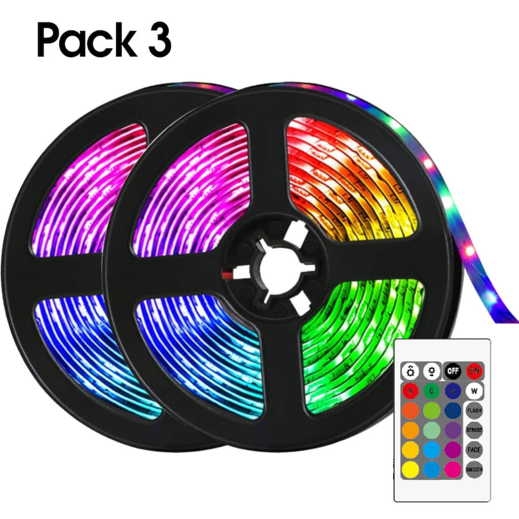WBM Smart Remote Control Led Strip Light With 24 Key, RGB Led Strip Light 16 ft. / 3 Pack