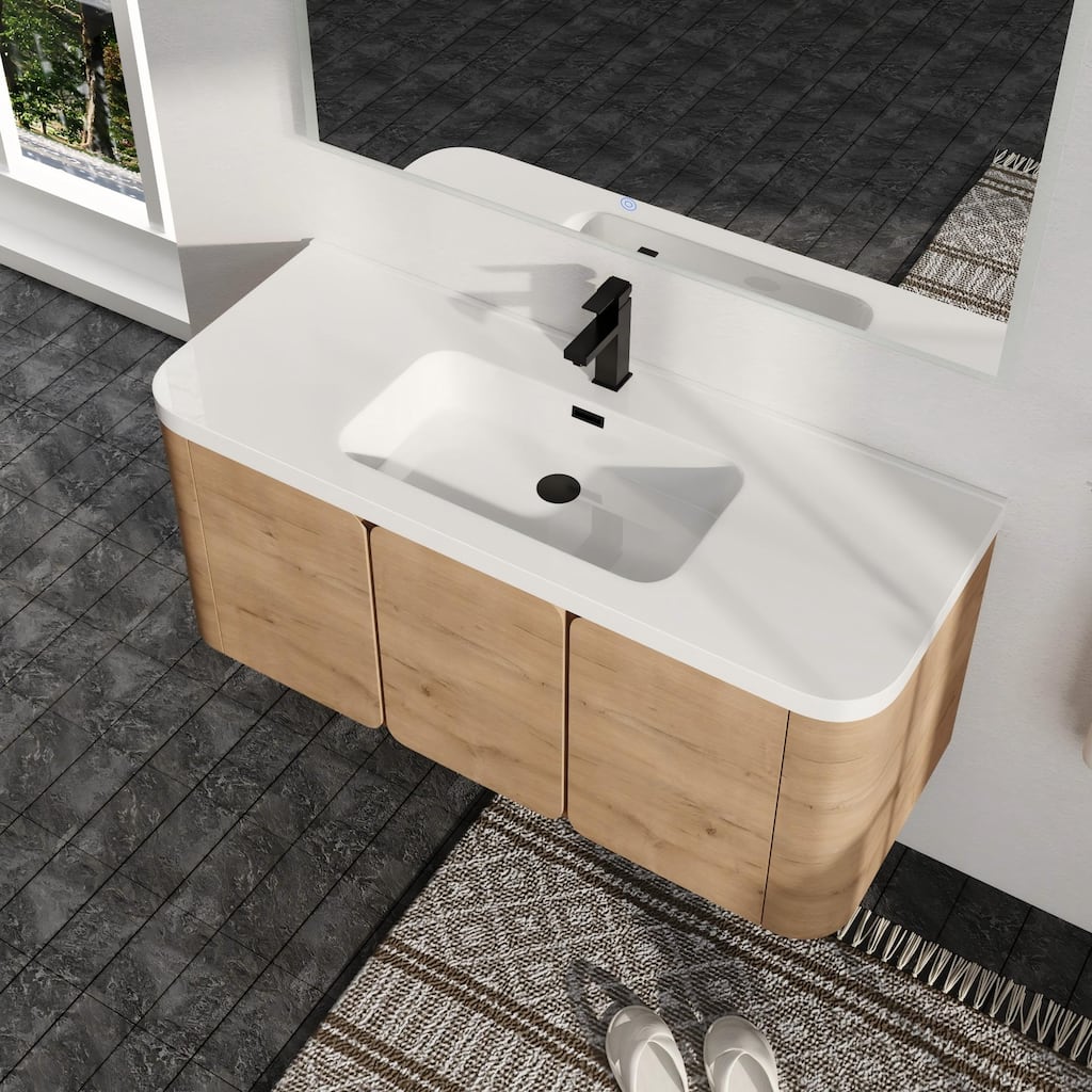 Malwee 48"/60" Floating Bathroom Vanity with Sink, Wall Mounted Bathroom Vanity with Soft Close Door