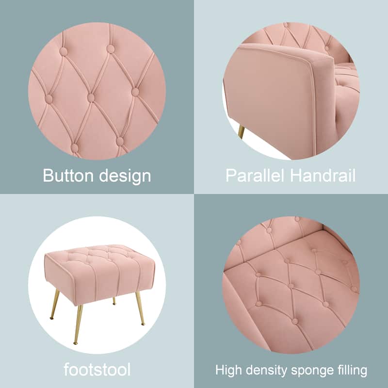 Upholstered Wingback Chair with Ottoman