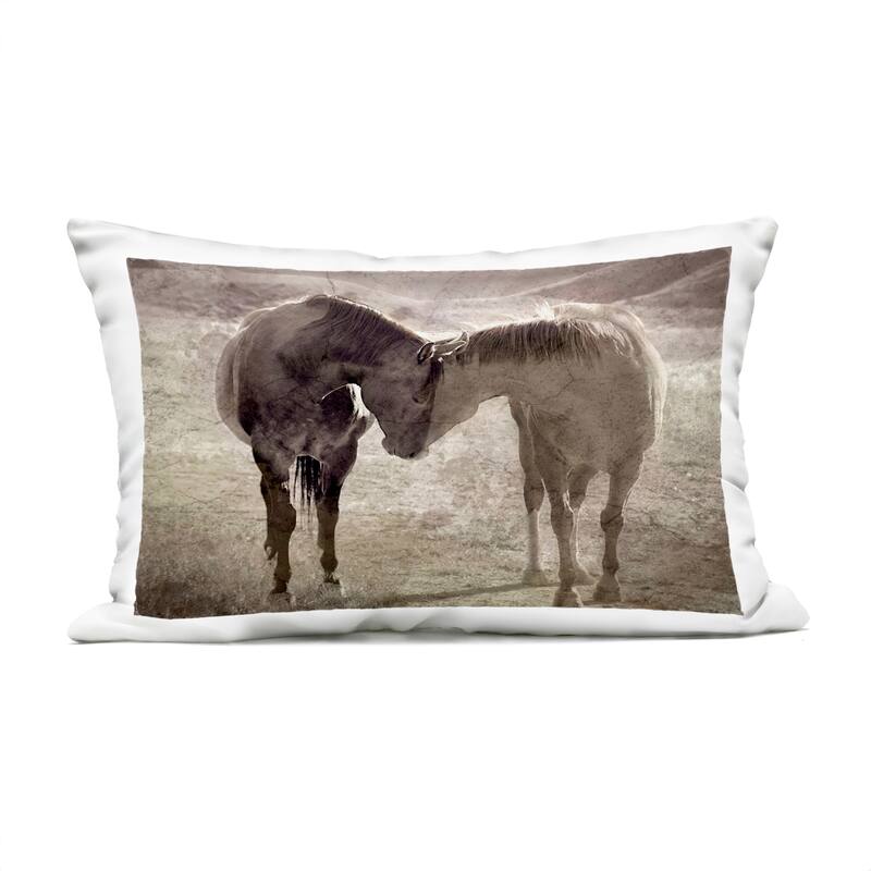 Stupell Muted Horse Pair Hugging Printed Outdoor Throw Pillow Design by Steve Toole - Accent - Polyester - Brown - Single