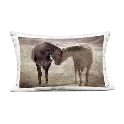 Stupell Muted Horse Pair Hugging Printed Outdoor Throw Pillow Design by Steve Toole