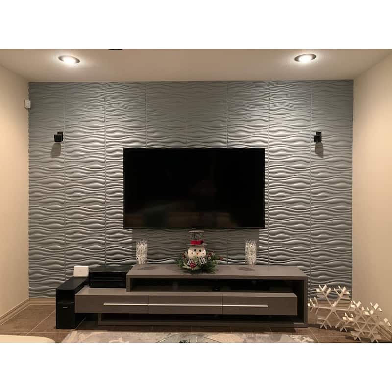 Art3d PVC Wave Board Textured 3D Wall Panels,19.7" x 19.7" (12 Pack)