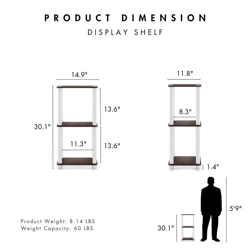 DH BASIC Modern Wood Shelving Unit with storage - Tier Shelves, Cube Ladder Shelf by Denhour