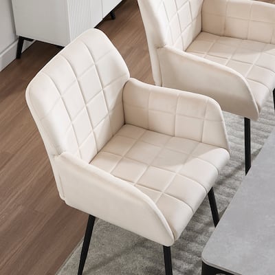 Dining Chairs Set of 2 with Comfortable Seat, velvet Dining Chairs with Armrests