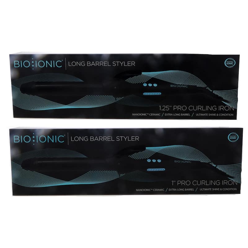 Bio Ionic Long Barrel Curling Iron Styler 1" and 1.25" Set