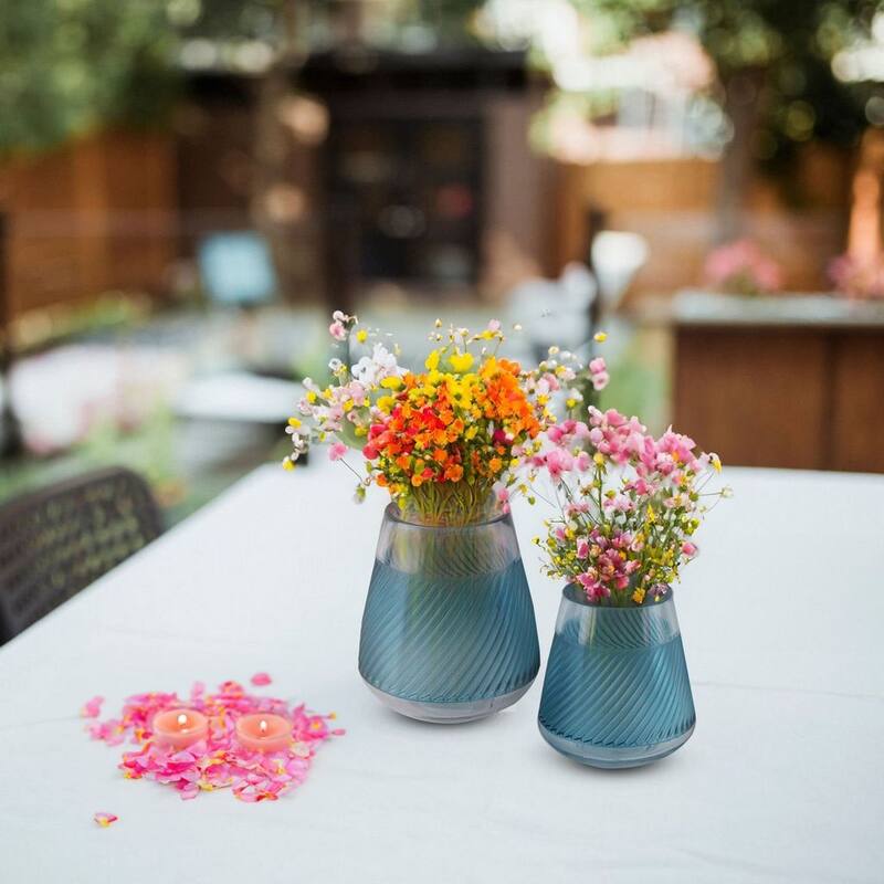 Fleurine Set of 2 Hand-Blown Frosted Pattern Decorative Glass Vases