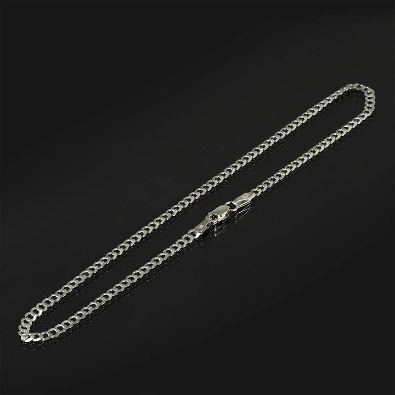 2.6mm 14k White Gold Curb Link Anklet 10" Length