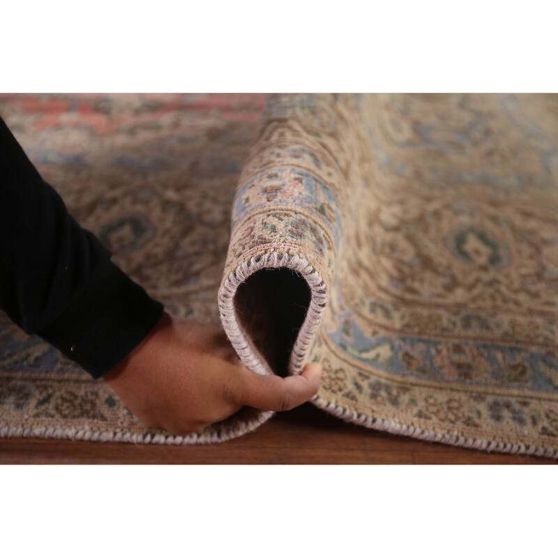 Mashad Persian Vintage Rug Hand-Knotted Oriental Wool Carpet - 9'10"x 12'9"