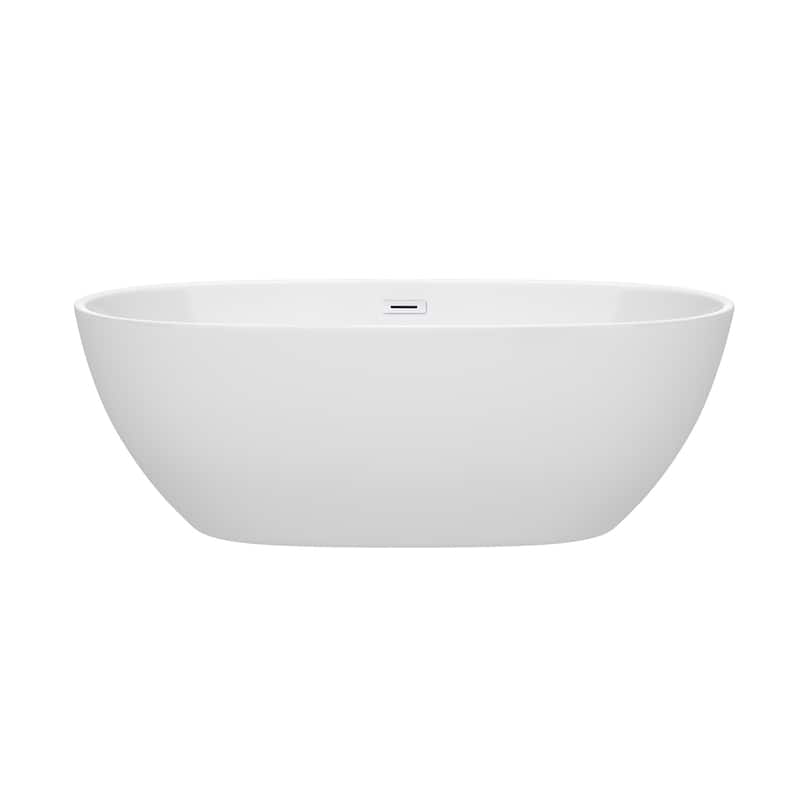 Wyndham Collection Juno 67-inch White Freestanding Soaking Bathtub