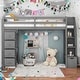 preview thumbnail 1 of 45, Wooden Loft Bed Frame with Shelves,Storage Drawers and Stairs,Twin size Gray