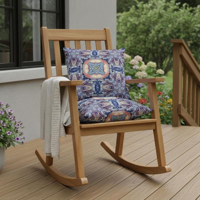 HomeRoots Set of Two 16" X 16" Blue and Pink Blown Seam Floral Indoor Outdoor Throw Pillow - 16.00' X '16.00' X '5.00 - Blue/Pink - 16.00' X '16.00' X '5.00