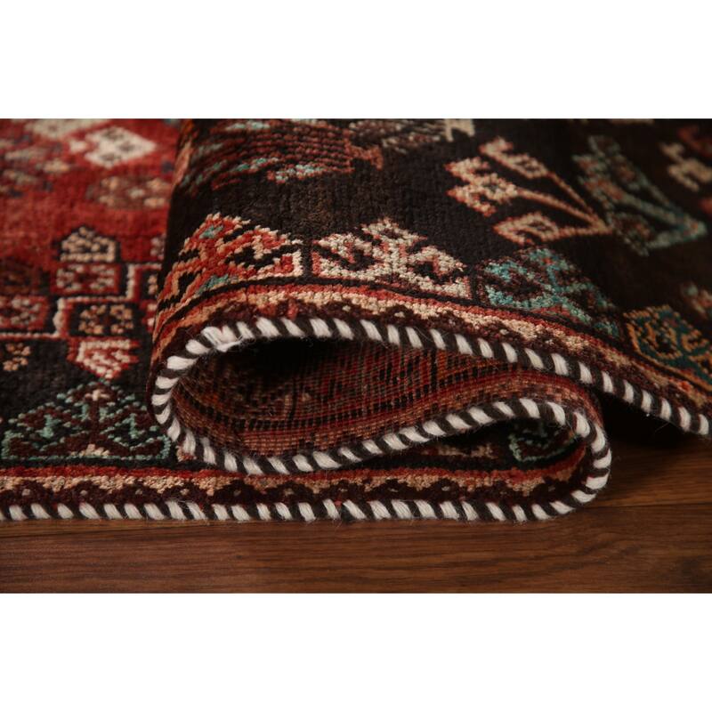 Tribal Geometric Shiraz Persian Vintage Area Rug Handmade Wool Carpet - 5'3"x 8'1"