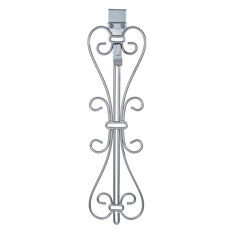 Adjustable Wreath Hanger for Door - Elegant (Silver) - Silver