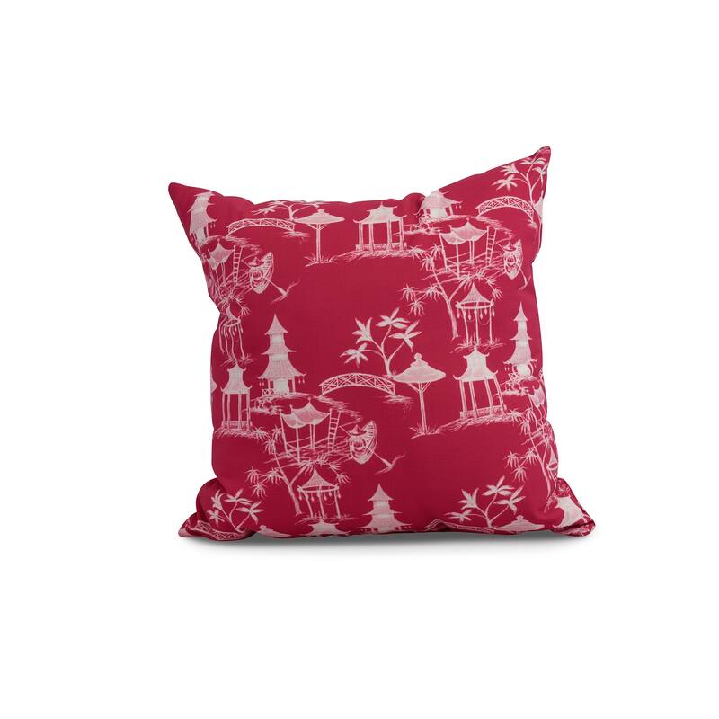 20 x 20 Inch Chinapezka Floral Print Outdoor Pillow - Fucshia