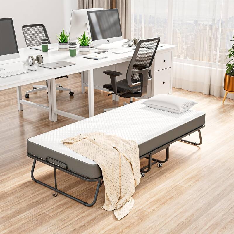 75” x 31.5” Folding Bed with 5 Inch Memory Foam Mattress, Portable Rollaway Guest bed for Adults with Dustproof Bag