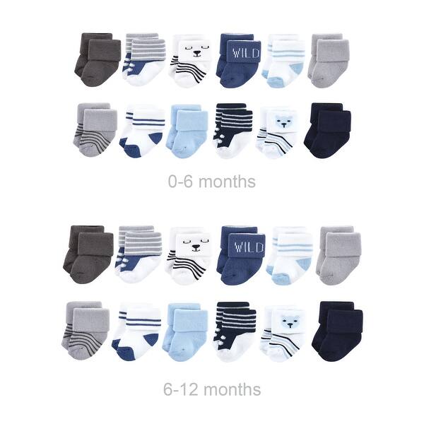 slide 1 of 1, Hudson Baby Infant Boy Grow with Me Cotton Terry Socks, Bear Boy, 0-6 and 6-12 Months - Blue Bear Boy 24-Pack 0-6 and 6-12 Months - Blue Bear Boy 24-Pack