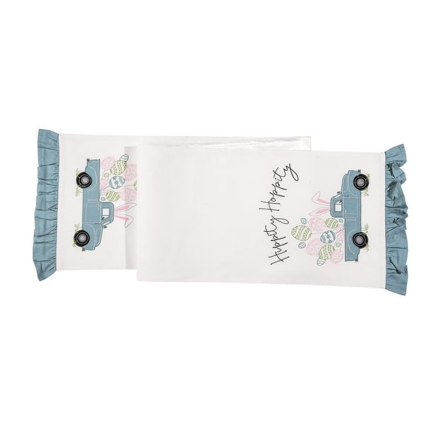 slide 2 of 4, "Hippity Hoppity" Easter Pickup Truck 100% Cotton Table Runner 13" x 72"