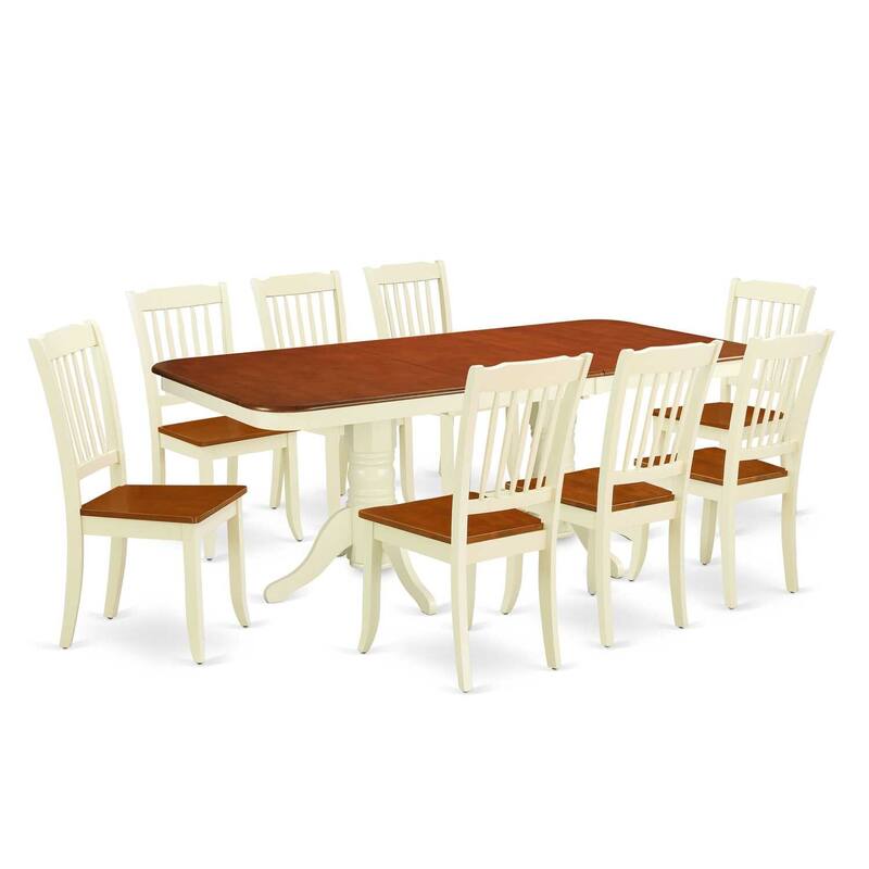 Vintage Kitchen Table & Chair Set - 9 Piece Dining Set with Butterfly Leaf - 40x78 Inch Rectangle Table