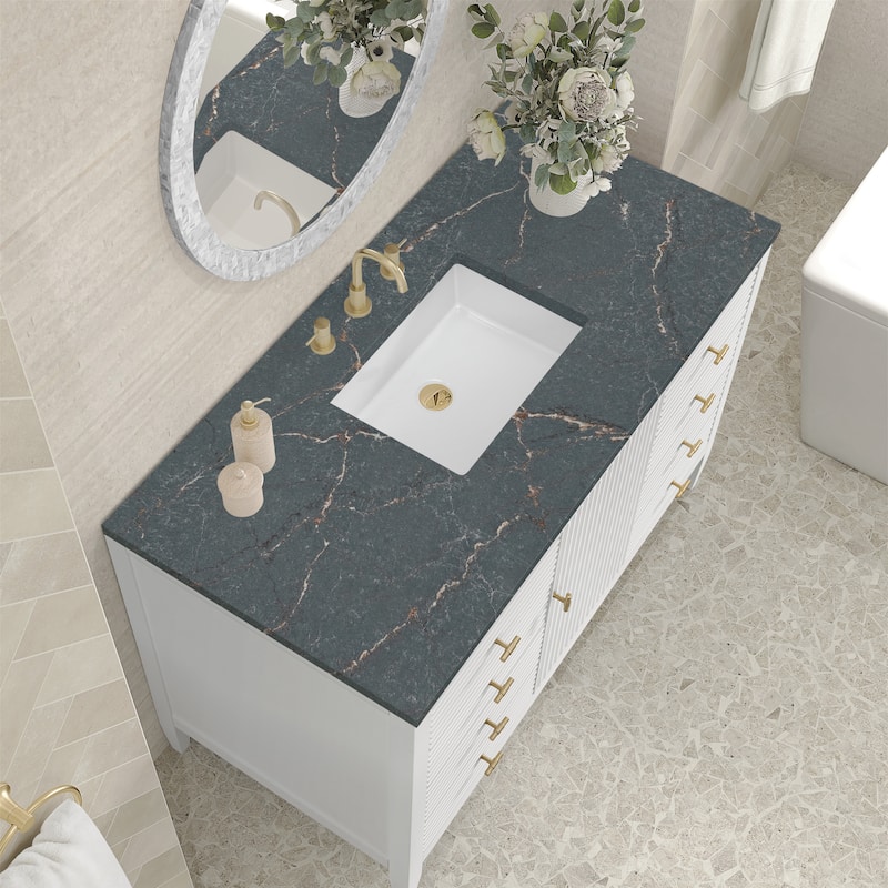 James Martin Vanities Myrrin 48" Vanity, Bright White - Parisien Bleu