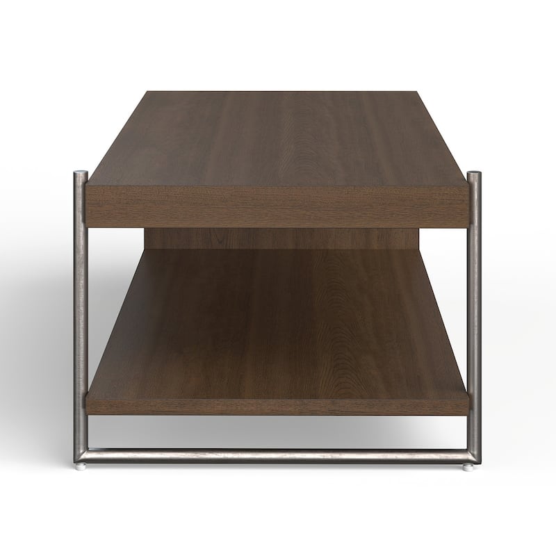Magnussen Home Baxton Sienna Ridge and Brushed Pewter Rectangular Cocktail Table - 50''W x 24''D x 19''H