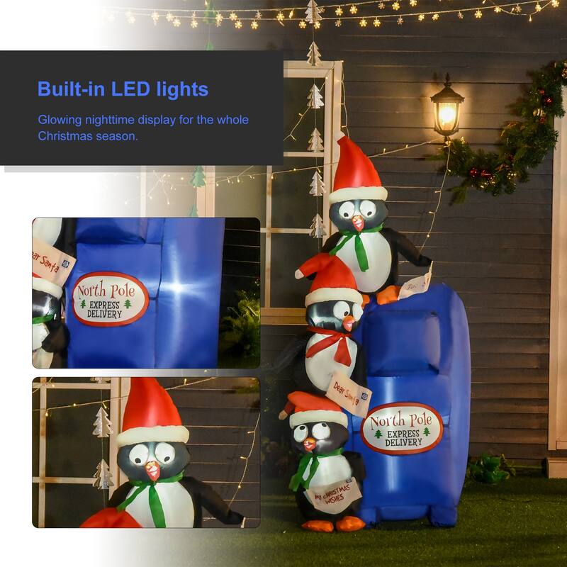 HOMCOM 6' Penguin Inflatable Christmas Decoration, Outdoor Blow-Up Santa Decoration for Yard