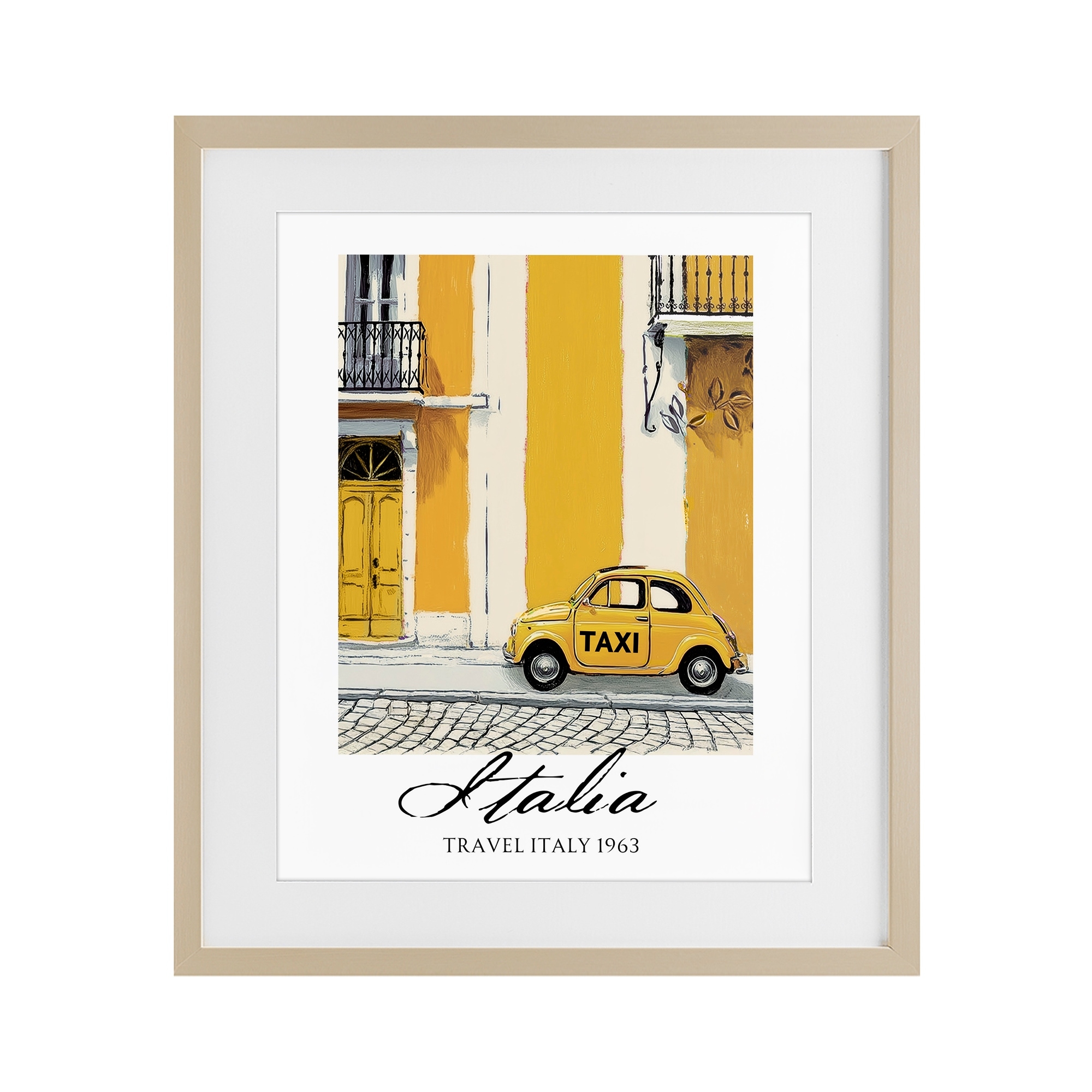 Stupell Travel Italia Taxi Under Glass Framed Design By Annabelle Hall
