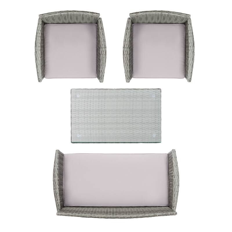SAFAVIEH Outdoor Tamya 4-Piece Patio Conversation Set - 41W x 31D x 23H