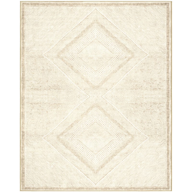 Beige and White Viscose Area Rug 8x10 - 8' x 10' - Beige