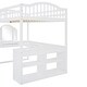preview thumbnail 14 of 16, White Wooden Full Size Loft Bed with U-shaped Desk,Solid Wood Bed with Tri-fold Mirror and Shelves