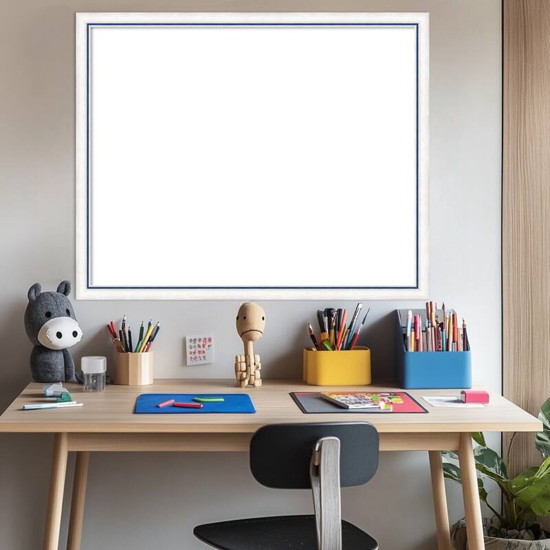 Amanti Art Morgan White Blue Framed Dry Erase Magnetic Board