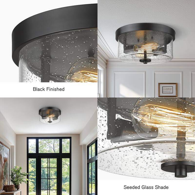 2-Light Flush Mount Ceiling Light - 10.63"L x10.63"W x5.51"H