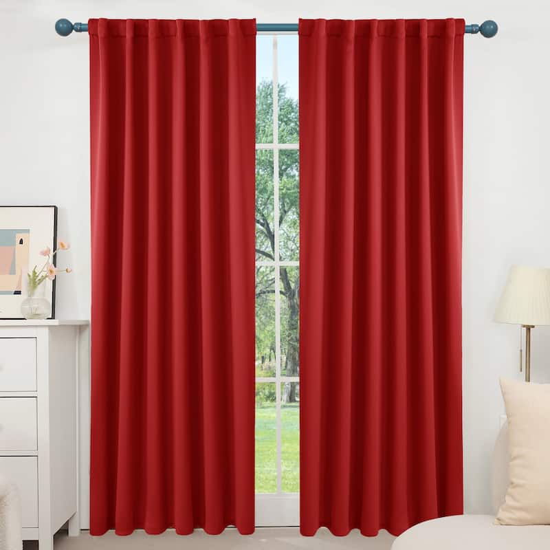 Deconovo Back Tab Blackout Curtains (2 Panel) - 52W x 54L - True Red