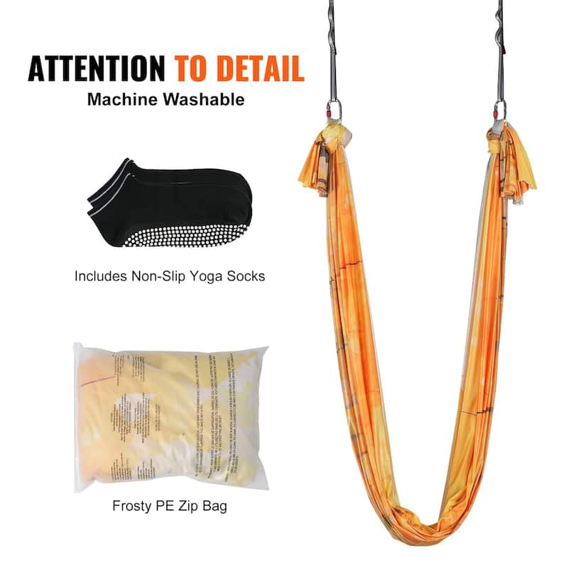 Aerial Yoga Hammock & Swing Kit 5.5 Yards with Full Rigging Hardware - Gradient-Gold