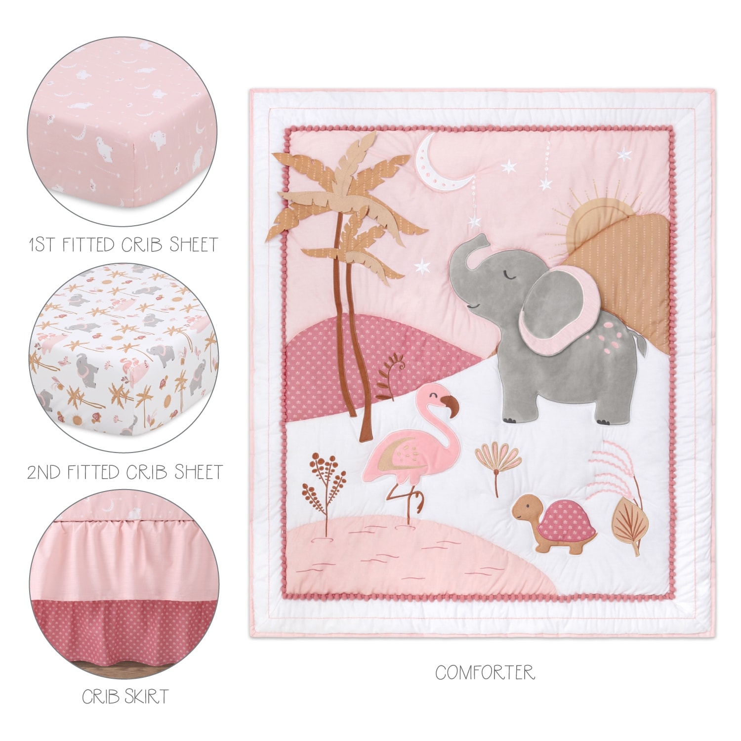 Baby Crib Bedding Set The Peanutshell Pink Elephant Crib Bedding