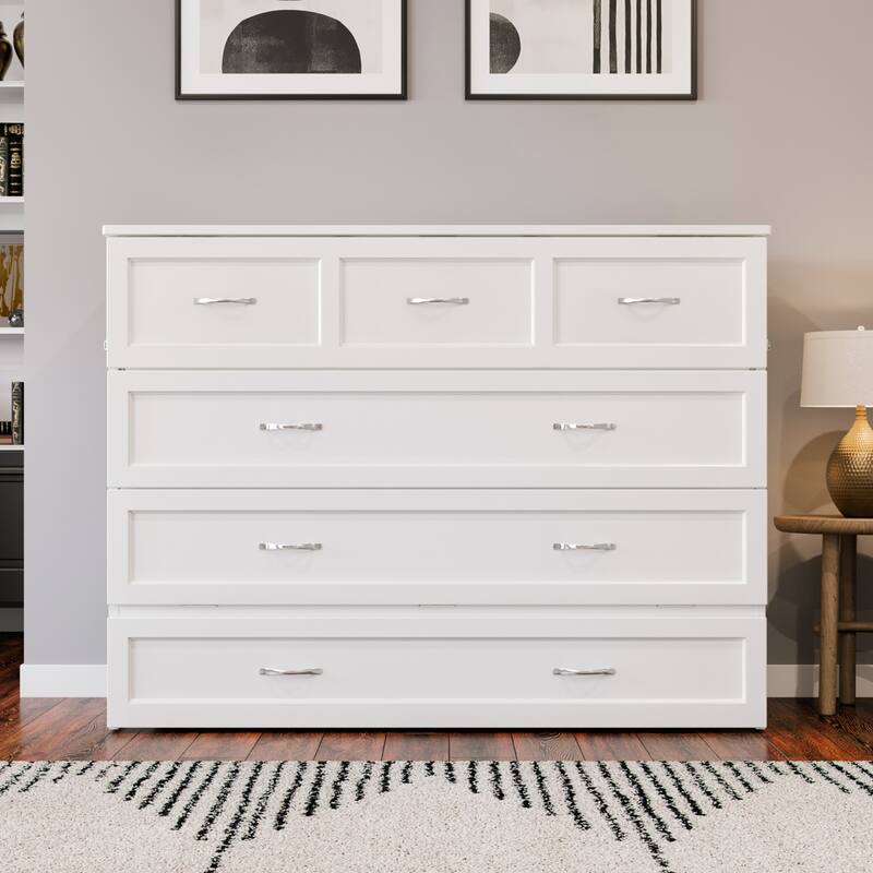 AFI Northfield Murphy Bed Chest with 6" Mattress, Storage Drawer & Built-In Charger
