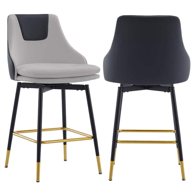 Full Back Upholstered Counter Stool With Metal Frame (Set of 2)