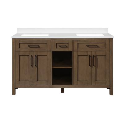 OVE Decors Tahoe Open Shelf 60 in. Kit Double Vanity Almond Latte