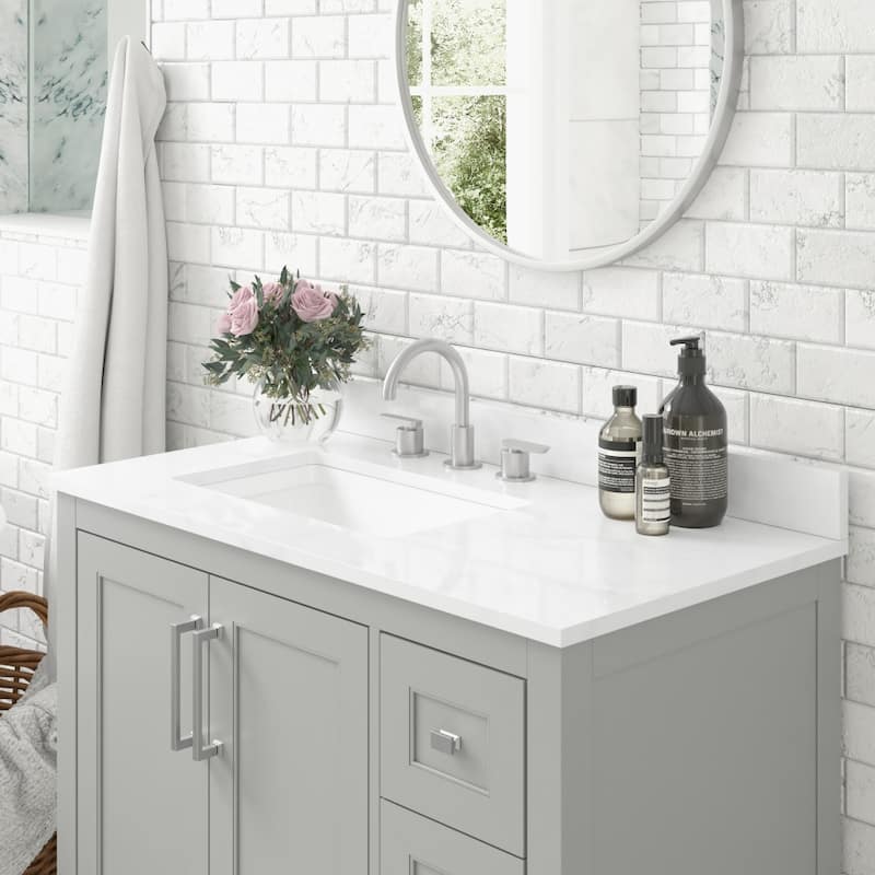 Modern Freestanding Bath Vanity with Sink, Open Storage, and Drawers