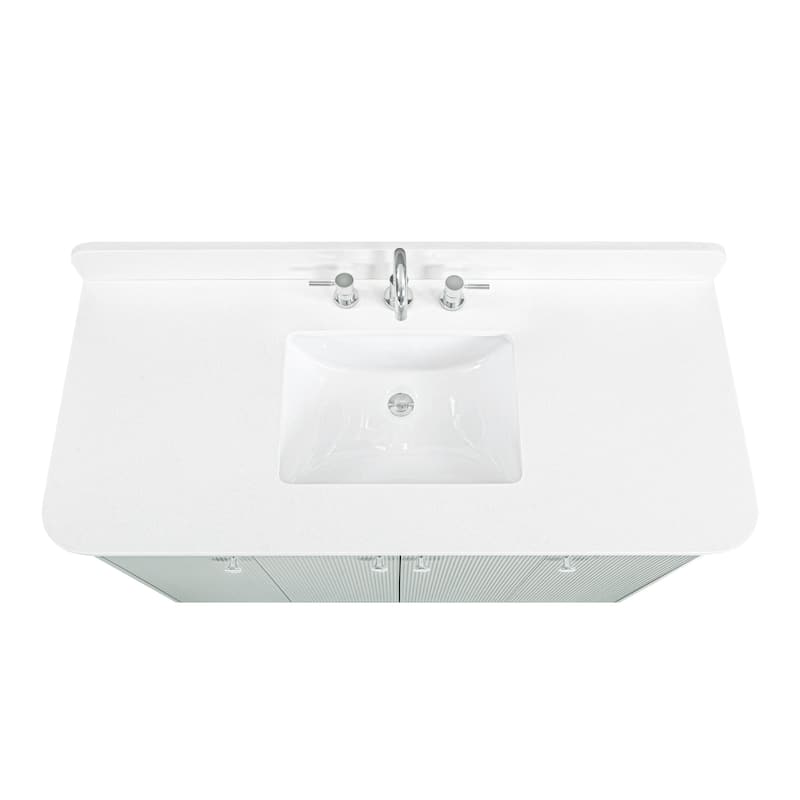 Haley Bathroom Vanity in Soft Sage with White Engineered Stone Top