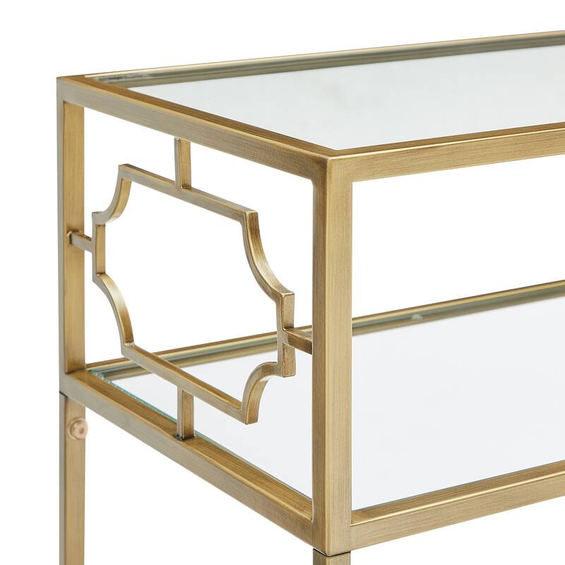 Grifton Rectangular Antique Gold Metal and Glass Accent Table