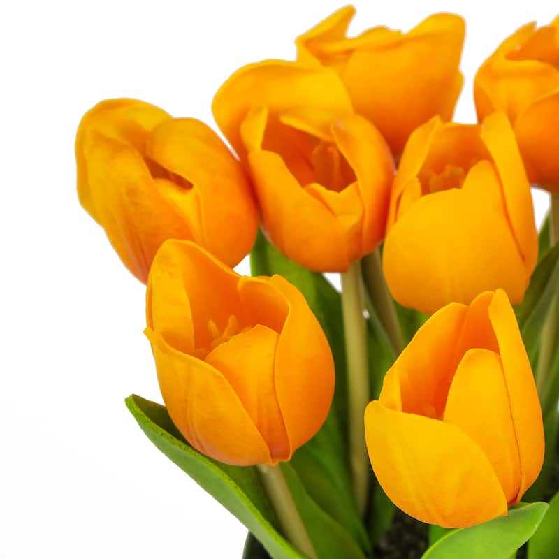 National Tree Company 9 in. Orange Tulip Bouquet