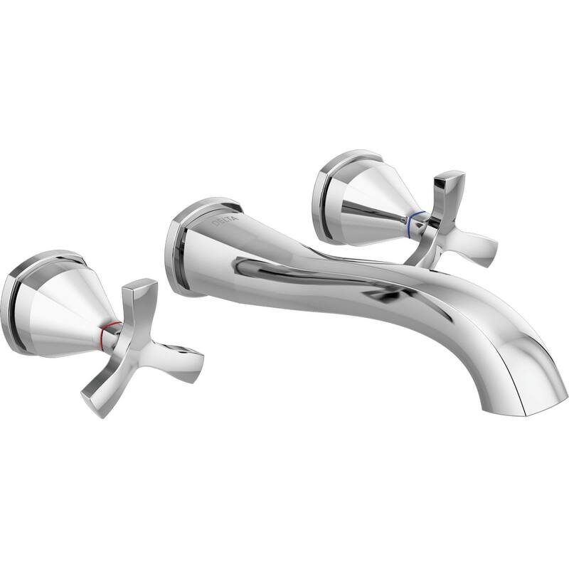 Delta Stryke 1.2 GPM Wall Mounted Widespread Bathroom Faucet with