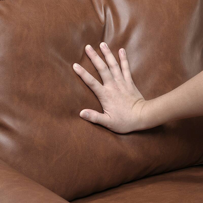 Frances 35" Faux Leather Living Room Chair - Brown Finish Exposed Feet