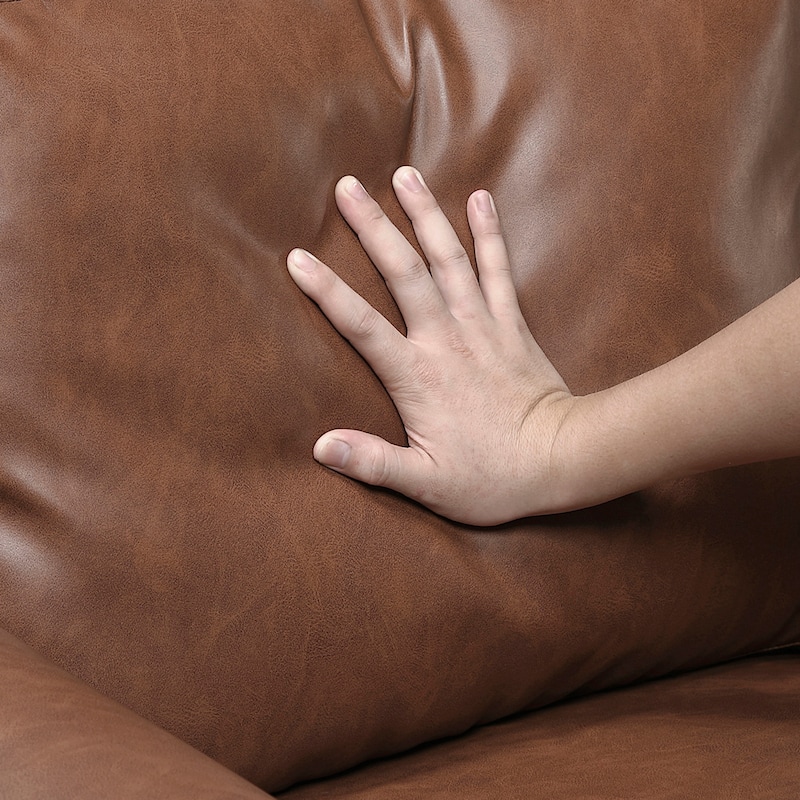 Fremont & Park Frances 57" Faux Leather Living Room Loveseat - Brown Finish Feet